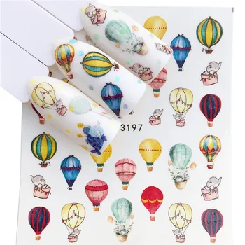 

1 PC Nail Sticker Water Decals Hot Air Balloon Flower Cat Butterfly Cactus Transfer Nail Art Decoration