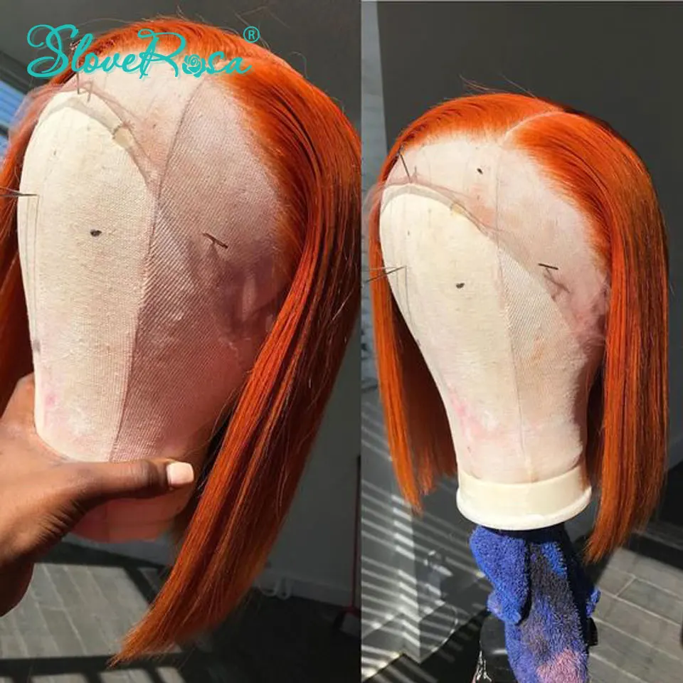 #10 13X4 красочные 130% плотность короткий парик бразильский Волосы remy Синтетические волосы на кружеве человеческие волосы парики предварительно вырезанные по индивидуальному заказу-SloveRosa - Цвет: #10