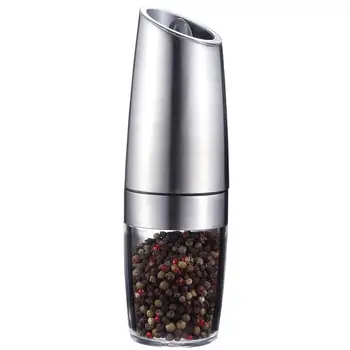 

Stainless Steel Pepper Mill Electric Gravity Salt and Pepper Grinder Operated Automatic Kitchen Tools Spice Mills with LED Light