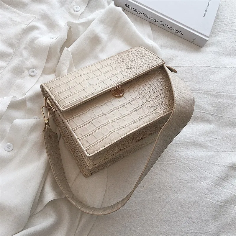 Beige Модная сумка через плечо из кожи аллигатора для женщин шикарные роскошные сумки женские сумки брендовые дизайнерские женские сумки через плечо на цепочке - Цвет: Beige