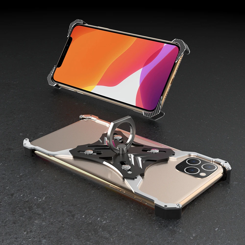 Для Apple Iphone 11 Pro Max X Xr Xs Max 7 8 6s Plus чехол Роскошный 3d Жесткий Алюминиевый металлический каркас кольцо держатель Броня Защитная задняя крышка