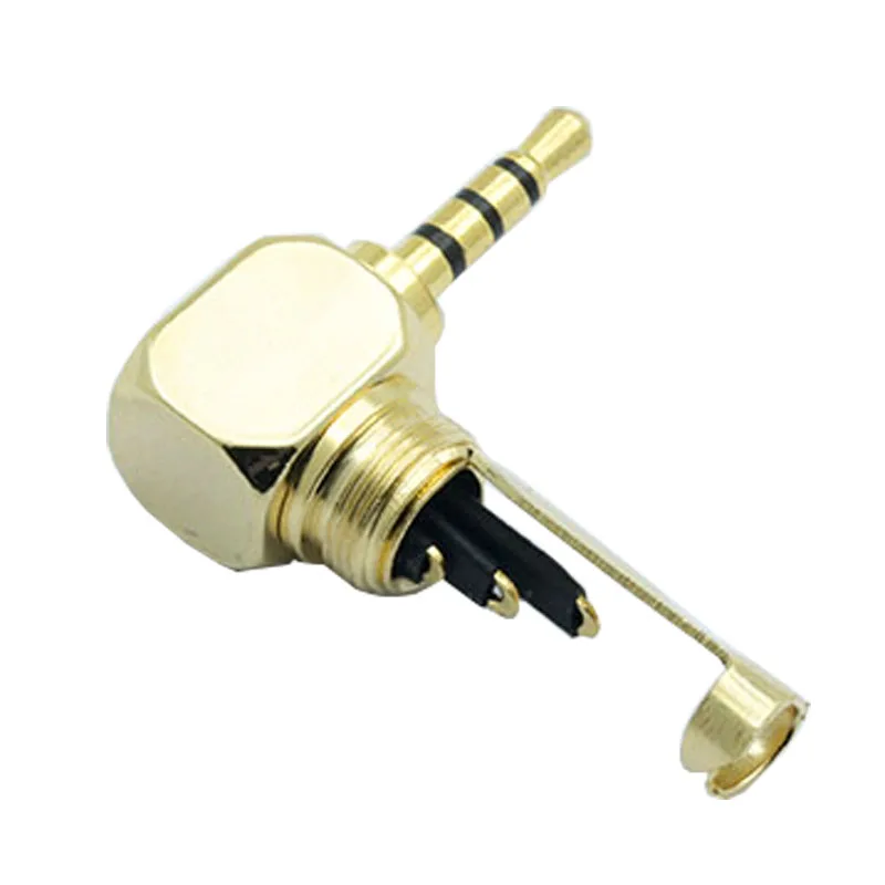 100pcs lot Jack 2 5mm 4 Poles Male Plug Carbon Fiber Right Angle 2 5mm Plug Soldering Headphone Wire Connector for 6MM Cable