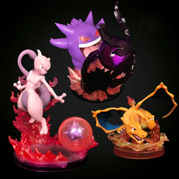 

Takara Tomy Pokemon 3 Style PVC Anime Figures Gengar Charizard Mewtwo Cartoon Model Collection Gift