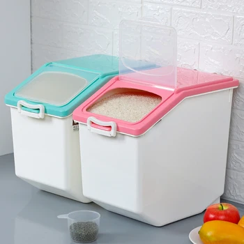 

Plastic Sealed Moisture-proof Storage Box Kitchen Grain Rice Container Large Size Plastic Household Grain Containers Flip cover