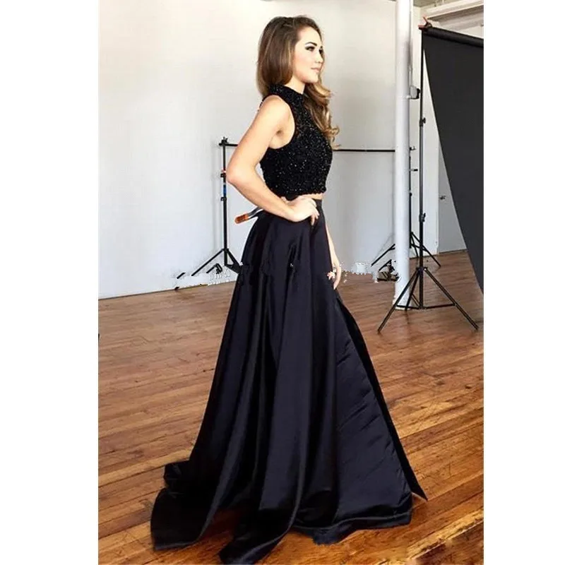 Роскошное платье для выпускного вечера из двух частей, быстрая,, Robe De Soiree, с высоким горлом, с бисером, Сексуальные вечерние платья для выпускного вечера, на заказ, платья для мам