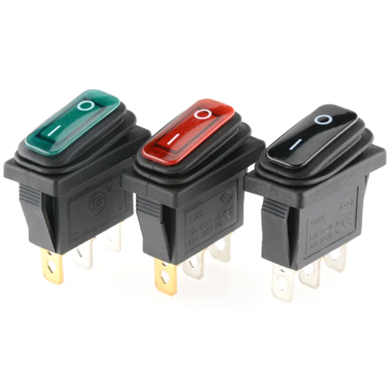 

100Pcs 15*20mm KCD3 Waterproof LED light Rocker switch On-Off 3Pin 6A/10A 250VAC/125VAC Button switch DC12V/AC220V