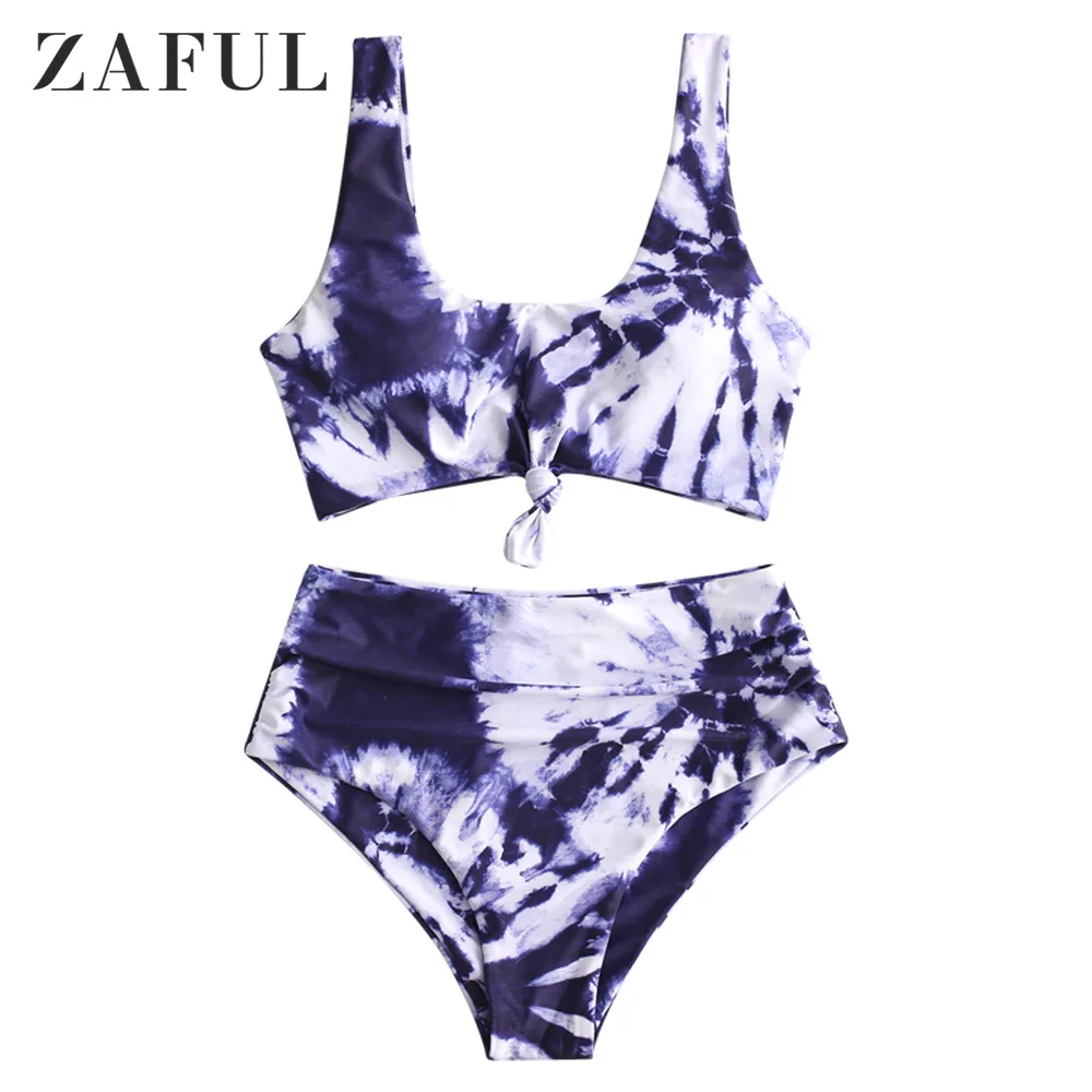 Multi a ZAFUL, бикини,, завязывается узлом, высокая талия, танкини, купальник, танкини, круглый вырез, высокая талия, женский купальник, купальник - Цвет: Multi a