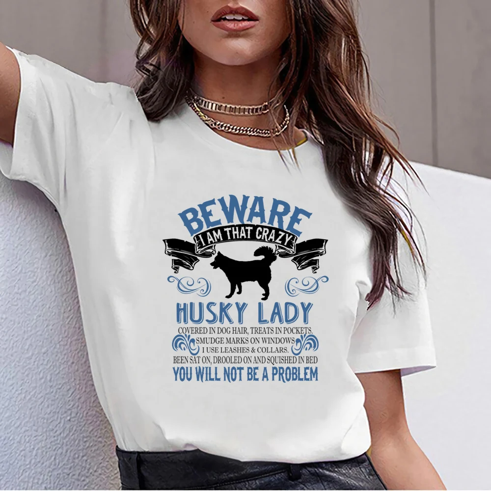 Женская футболка с надписью i am that crazy husky lady Humor белая женская на заказ|Футболки| |