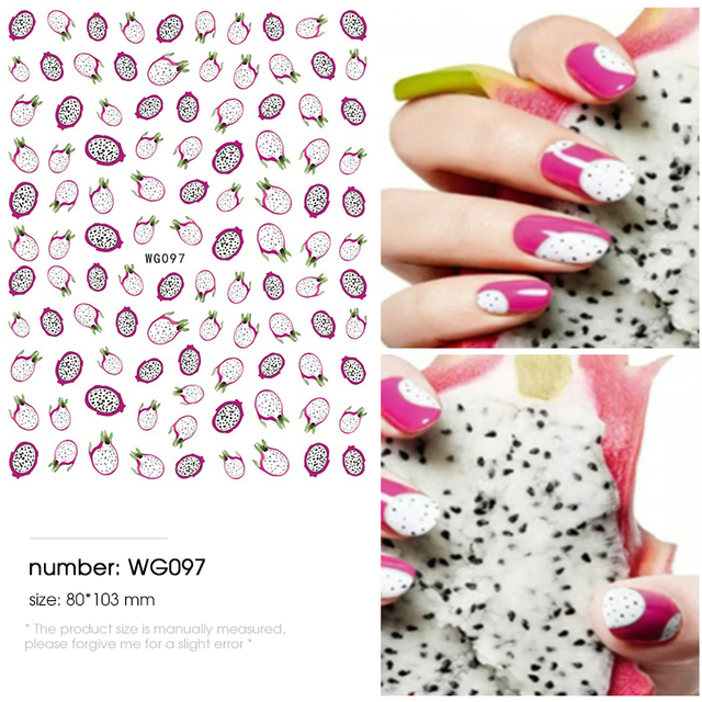 pieces 3D Super thin watermelon nails stickers tips Nail Art adhesive decals fruit Cool Design nail envelopes manicure