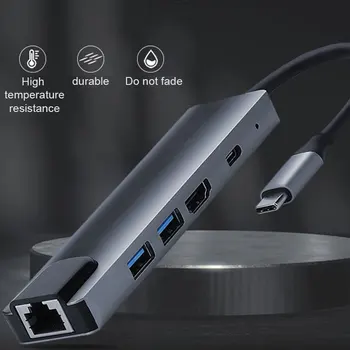 

New Type-C To HDMI Ethernet RJ45 Wired Networks with 2 USB3.0 Port OTG Adapter Hub for Computer Mobile Phone PUO88