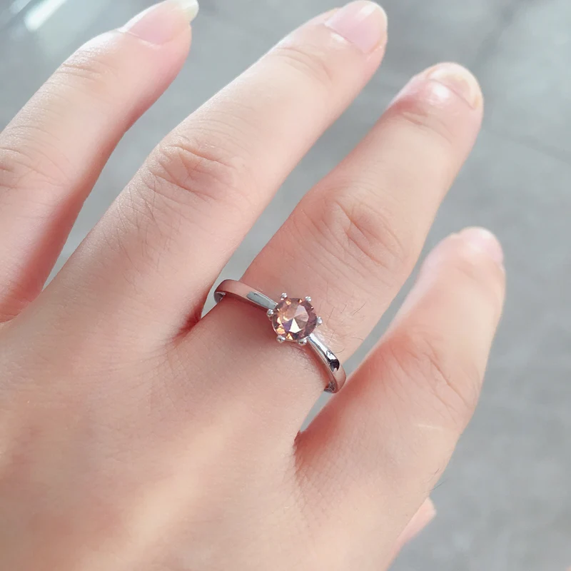 Elegant Zultanite Ring Sterling Created Sultanite Color Change Round Cut 5MM Fine Jewelry Party Wedding Gift for Women