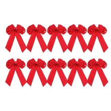 10 шт. красный бархатный Рождественский бант 18 дюймов в длину 10 дюймов в ширину, праздничные украшения Рождественские банты используются для украшения вашего дома или дома