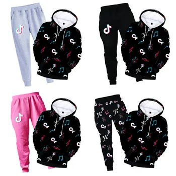 

Spring and autumn Tok-tok new boys sweater + black gray trousers casual suit fashion print trend clothing