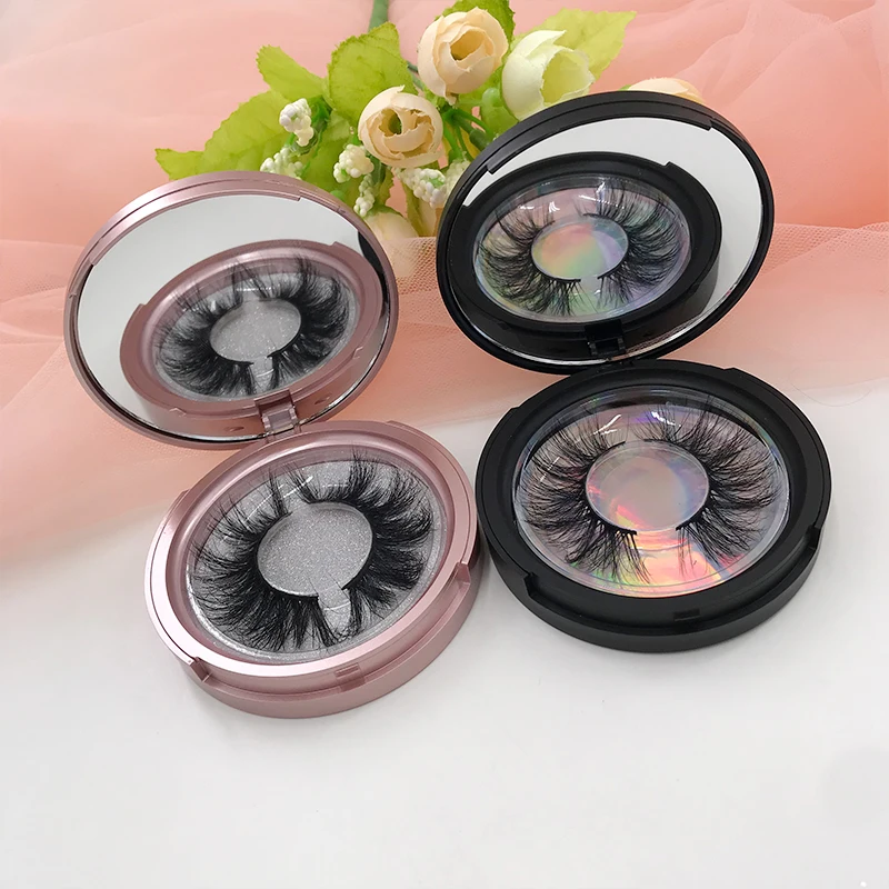 Round Mirror Lash Box 100% Handmade 5D Mink Eyelash Rose Gold Black Color | Красота и здоровье