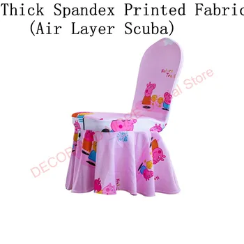 

50PCS Decor Polyester Spandex Cartoon Printed Chair Covers Pink Blue Thick Air Layer Scuba Dining Chair Cover For Hotel Banquet