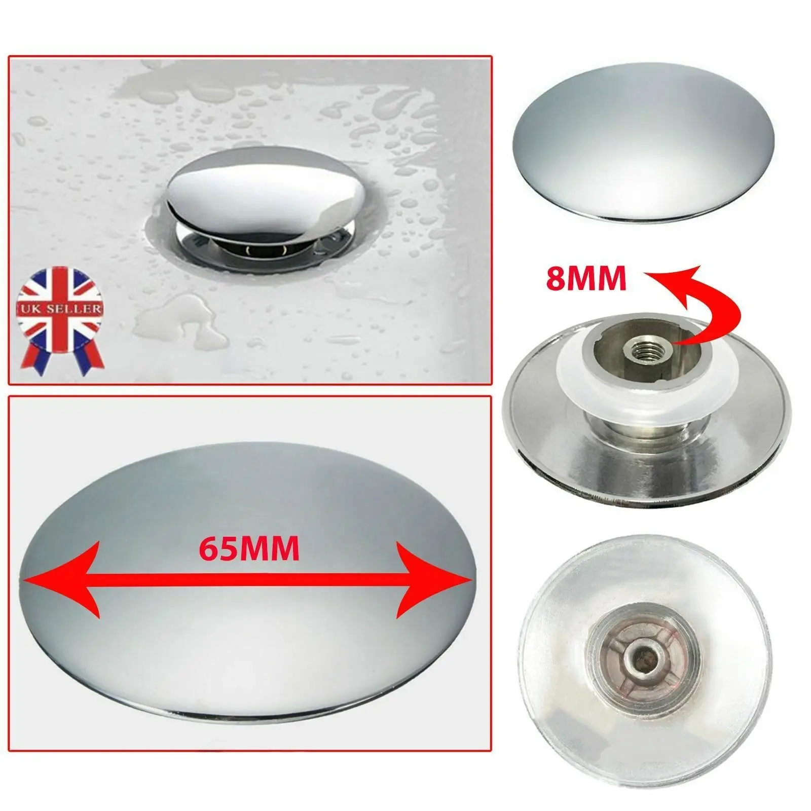 

Chrome Zinc Alloy Basin Push Button Waste Bathroom Sink Easy Click Clack Plug Push Button 66mm For Bathroom Hardware