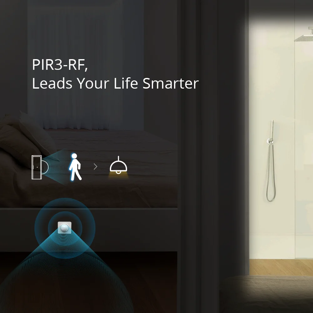 Smart Motion Sensor SONOFF PIR3-RF 433Mhz Smart Motion Sensor Work with SONORF Bridge via eWeLink APP Alarm Notification Smart Scene For Home