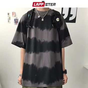 

LAPPSTER Summer Men Embroidery Tie Dye T Shirts 2020 Korean Harajuku Streetwear Chrysanthemum Hip Hop T-Shirts Oversized Tees