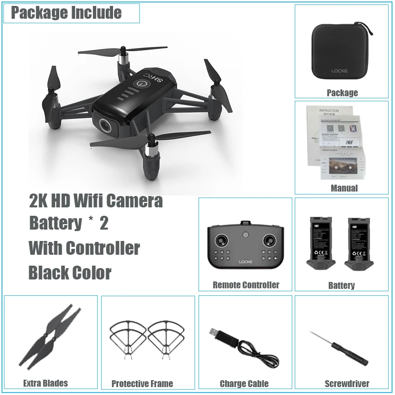 Black Remote 2Bat Мини-Дрон с 2K HD камерой широкоугольный Wifi FPV Квадрокоптер оптический поток вертолет отношение держать умные игрушки длительный срок службы батареи - Цвет: Black Remote 2Bat