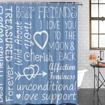 

Valentine's day themed Love Design Shower Curtain Pattern I Love You