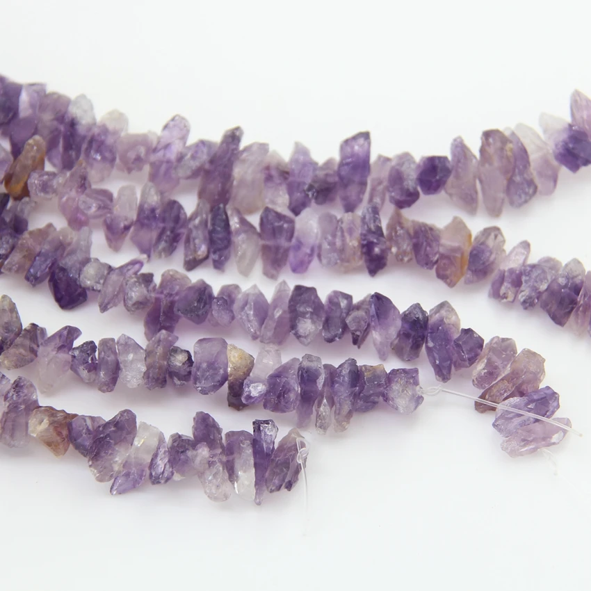 Natural Raw Amethysts Tumbled Nugget Beads,Center Drilled Rough  Crystal Cut Chips, for Necklaces Bracelet Earring Jewelry Make