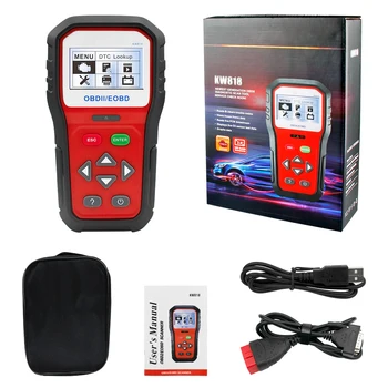 

KW818 Enhanced OBDII ODB2 EOBD 12V Battery Tester Check Engine Automotive Code Reader Tool Remote Control Car Diagnostic Scanner