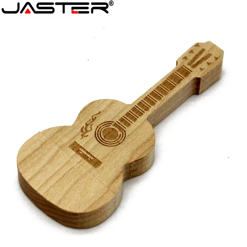 JASTER Wooden guitar usb flash drive natural wood bamboo pendrive 64GB 32GB 16GB 4GB memory stick thumb free custom logo|logo gift|wooden guitars