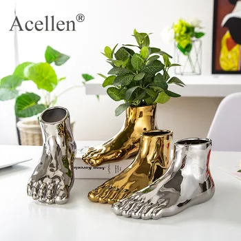 

Nordic Creative Ceramic Vase Foot Decoration Home Bedroom Living Room Simple Decorative Crafts Modern Personality Flower Holder