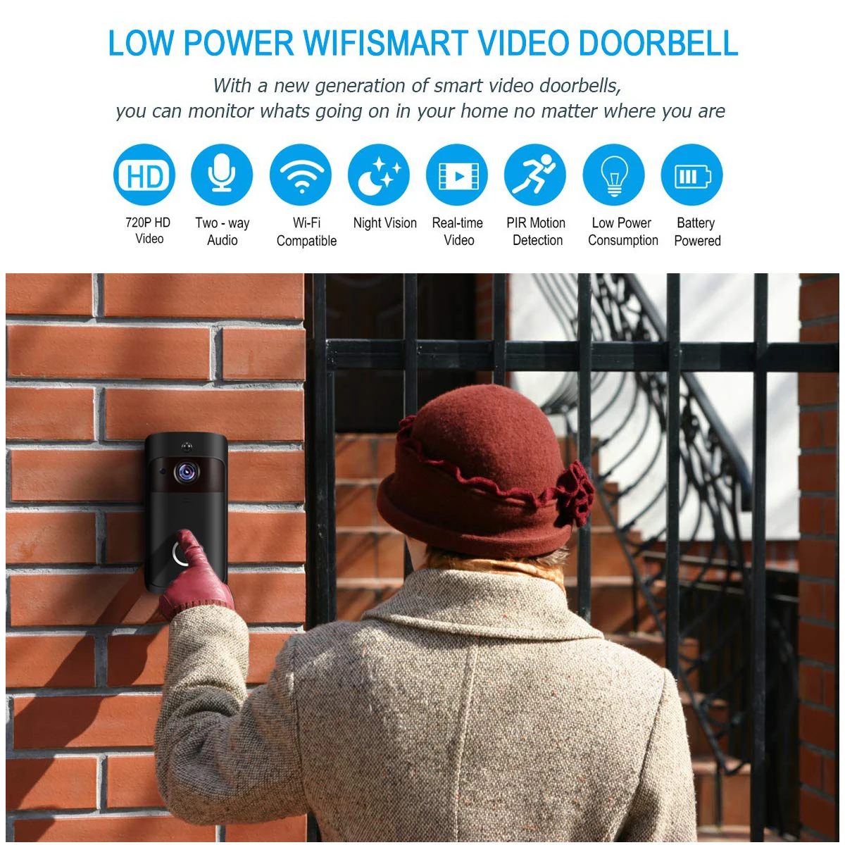 1080P Смарт IP видеодомофон Wi-Fi видео домофон дверной звонок wifi дверной Звонок камера ИК сигнализация беспроводная камера безопасности с колокольчиком