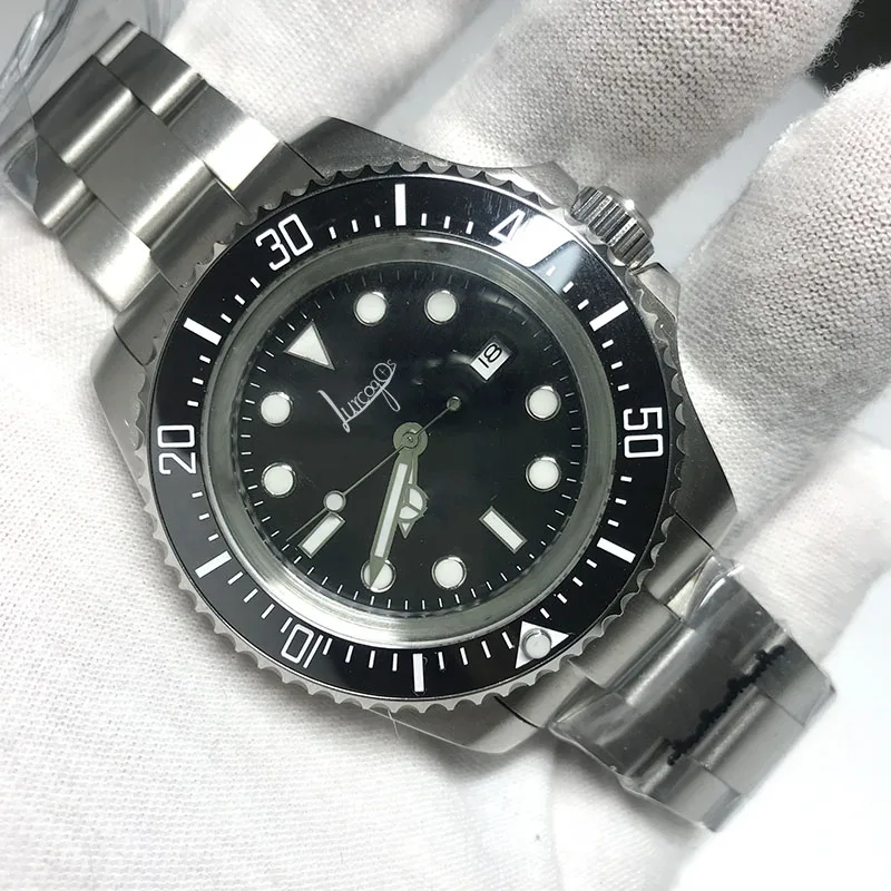 44mm Luxury Brand New Men Stainless Steel Automatic Mechanical Black dial Ceramic Bezel Sapphire Heavy Watch Limited 43mm AAA - Цвет: 44mm