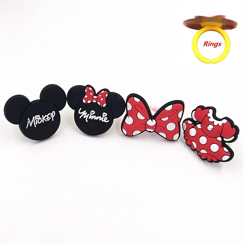 

1PCS Mickey Minnie Icon Bow Finger Rings PVC Finger Accessories For Children Cosplay Kids Party Gifts Cute Cartoon Jewelry