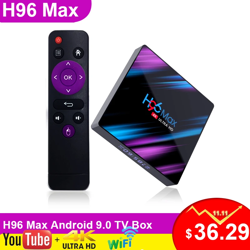 H96 MAX Android 9 0 TV Box Rockchip RK3318 youtube 4K 4 Гб 64 медиаплеер 2.4G5G WiFi телеприставка smart tv |