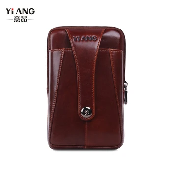 

Cowhide Leather Men's Waist Belt Pack Fanny Bag 7' Cell Mobile Phone Wallet Pouch Case Cover For Iphone 6X,7p X