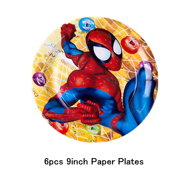 9 inch Plate(6pcs) На тему Человека-паука, вечерние принадлежности для мальчиков, одноразовая посуда, бумажные стаканчики, тарелки, салфетки, баннер, скатерть, детский душ, семейные вечерние - Цвет: 9 inch Plate(6pcs)