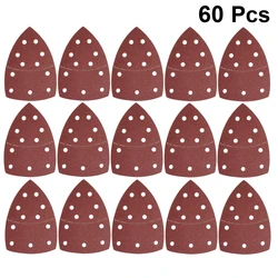Papier de verre auto adhésif triangulaire, 11 trous, 60 pièces, pour ponceuse, boucle à crochet, disque de ponçage pour le polissage (grain 40/60/80/120/180/240) 