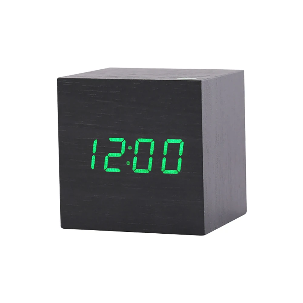 G258975A Мини Деревянные бамбуковые часы цифровой светодиодный Настольный будильник термометр управление звуками светодиодный дисплей календарь офисный Декор - Цвет: G258975A
