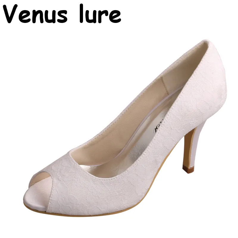 Venus lure/белые модельные туфли на каблуке 9 см с кружевом для женщин свадебные