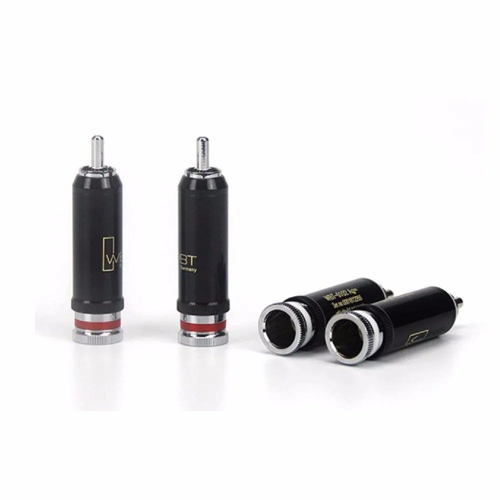 Haldane 4pcs/lot HIFI WBT-0102Ag brass Rhodium plated Soldering 9mm RCA plug for RCA Male Interconnect Audio Cable