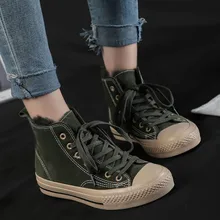 Вулканизированная обувь; женская зимняя парусиновая обувь на высоком каблуке в стиле ретро; универсальная теплая обувь; женская бархатная обувь на толстом пуху; Цвет черный, белый; J5-82