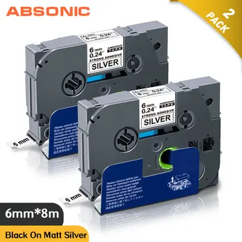 

2PK Black On Matt Silver TZe-SM911 Strong Adhesive TZe Label Tape Compatible Brother P-TOUCH PT-D210 PT-D600 PT-H100 Printer