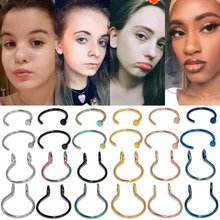 1 шт поддельное прокалывание перегородки носа кольцо гибкое U& C формы искусственная перегородка обруч ноздри кольцо имитация пирсинга клип на нос кольца Jwerelry