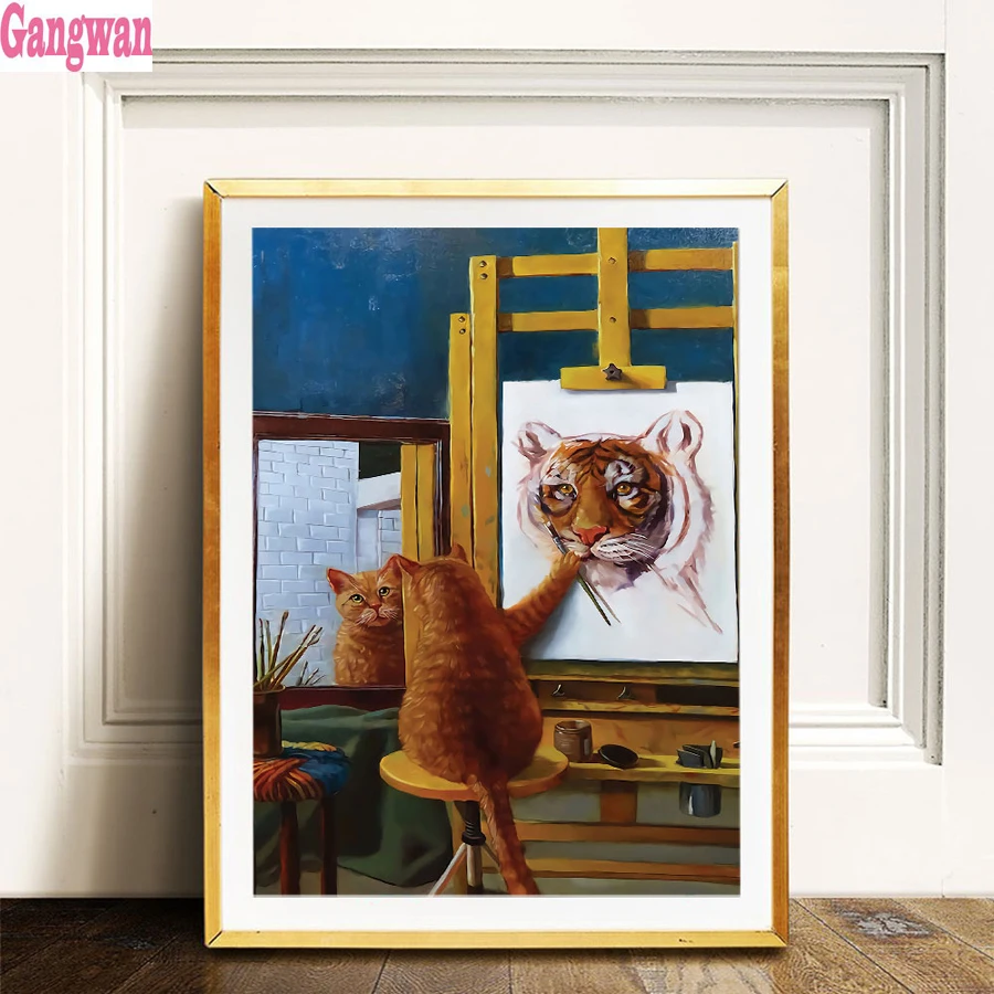 5D алмазная картина сделай сам Кот как Тигр вышивка крестиком мозаика стразы