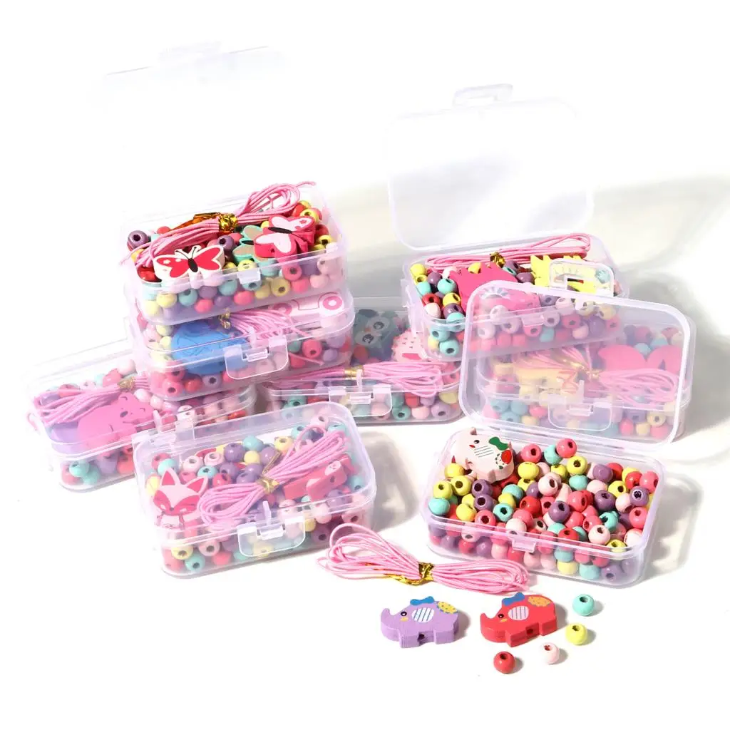 DoreenBox Wood Spacer Beads Mixed Multicolor Transparent with Plastic Box Round Bead For DIY Bracelet Necklace Jewelry Kit 1 Set | Украшения