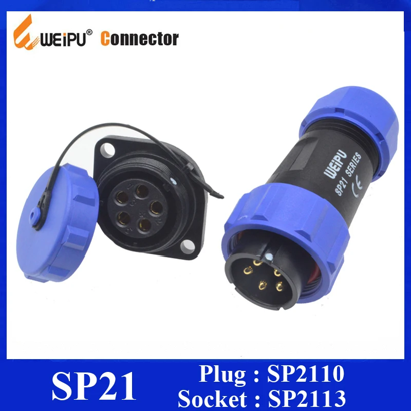 30A SP21 Cable Connector 2P-12P IP68 Waterproof Plug and Socket Connector 500V 