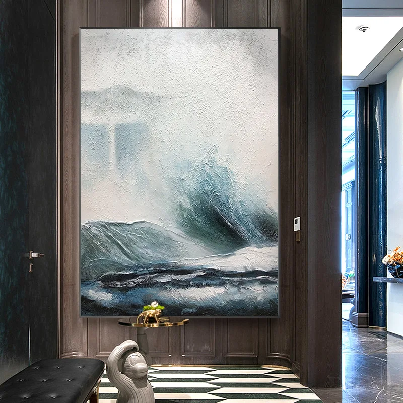 

Pure hand-painted Oil Painting Decorative Painting Nordic Light Luxury Modern Minimalist Restaurant Mural Paintings Entrance Hal