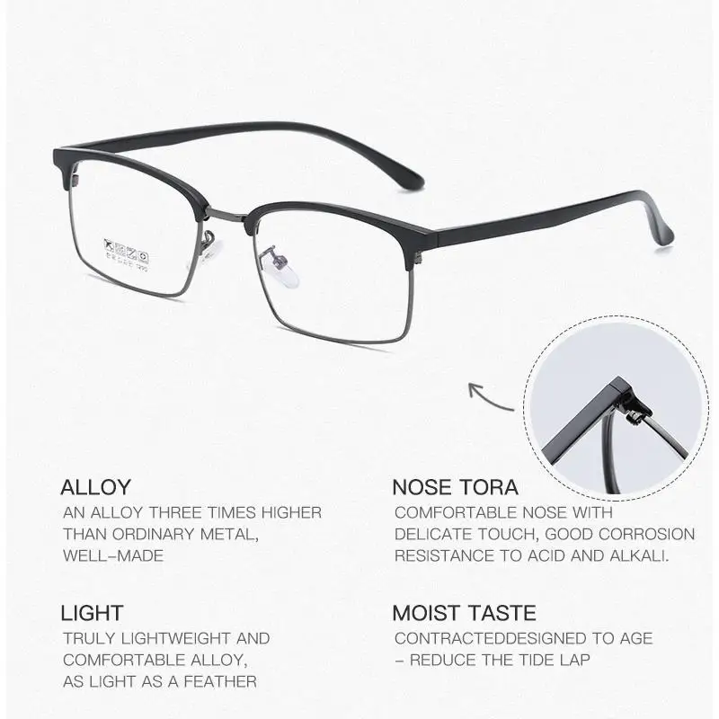 TR90 Glasses Frame Men Eyeglasses Computer Optical Women Half Metal Clear Eye Lens Male Spectacle lunette de vue Z299