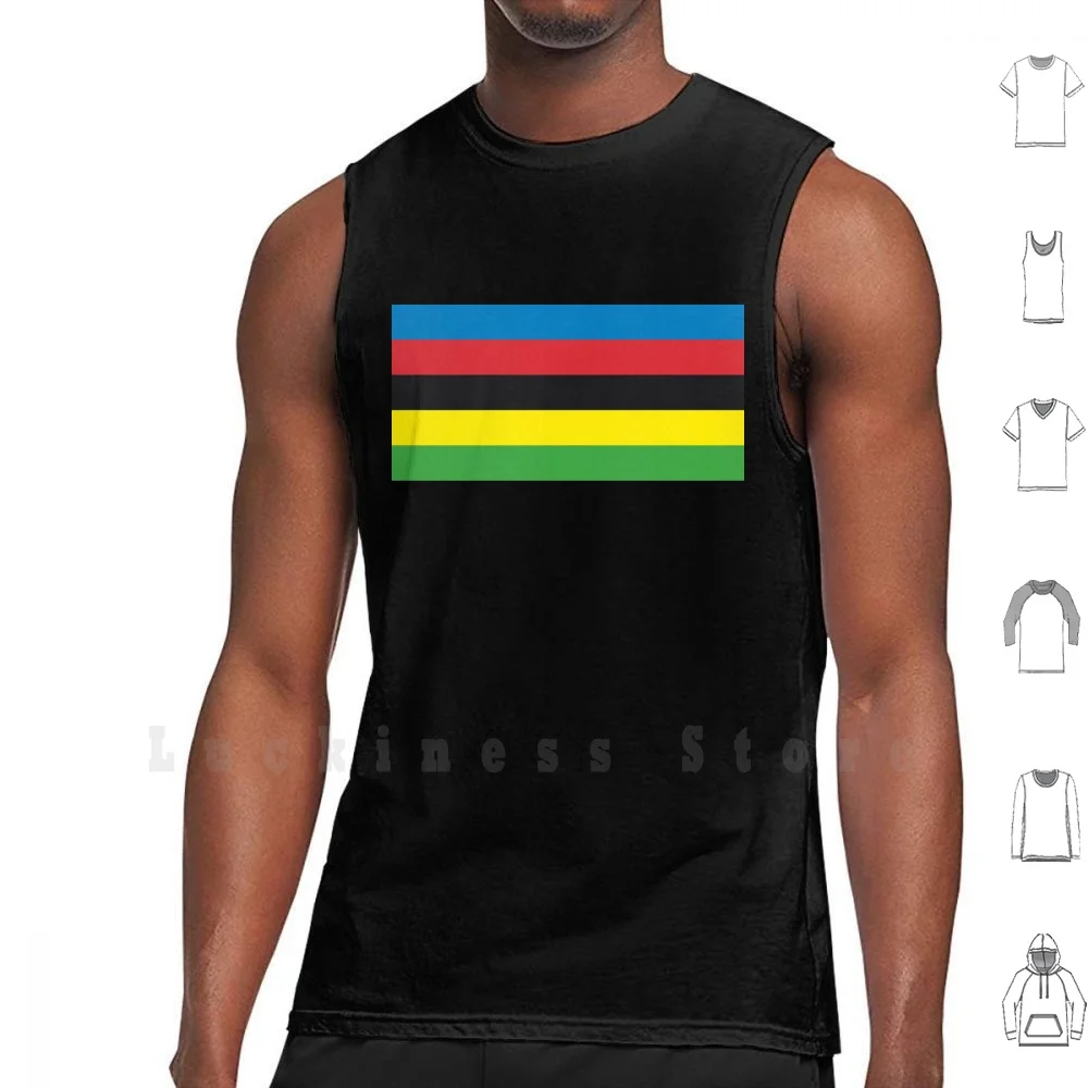World Champ Canotte Gilet 100% Cotone Ciclismo Mondo Arcobaleno Strisce Rainbow Ditalia Tour Vuelta Vuelta A Espana Tour De