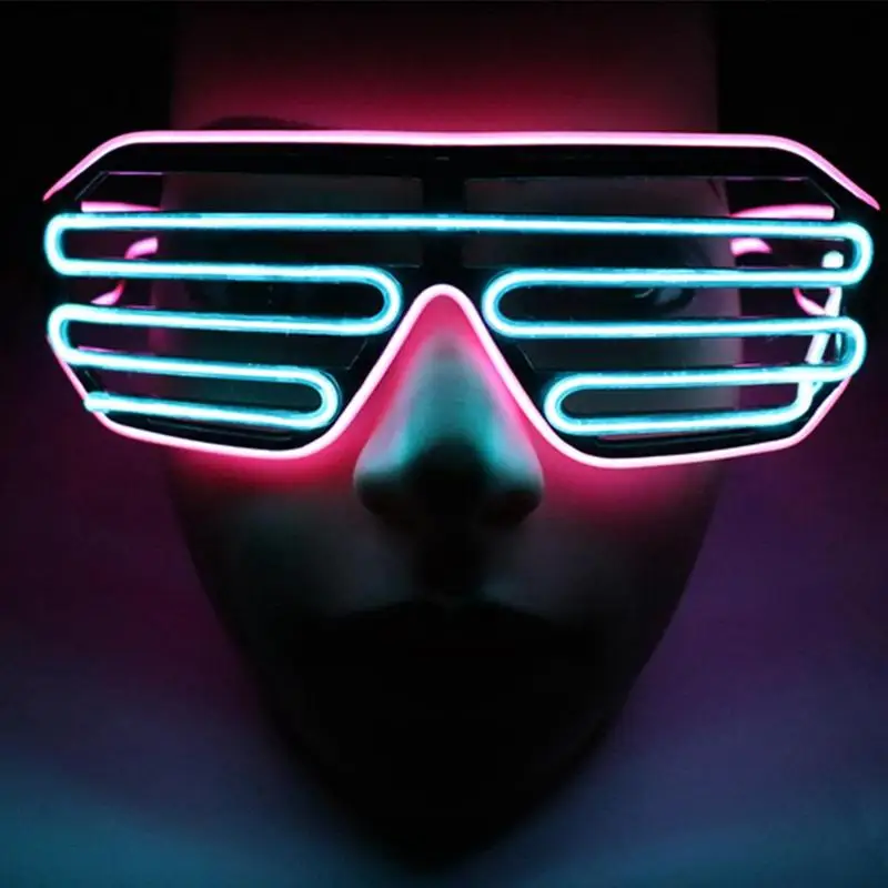 Светодиодный двухцветные жалюзи EL Neon мигающий и мерцающий солнцезащитные очки фестиваль Бар вечерние DJ Косплей Декор реквизит дропшиппинг