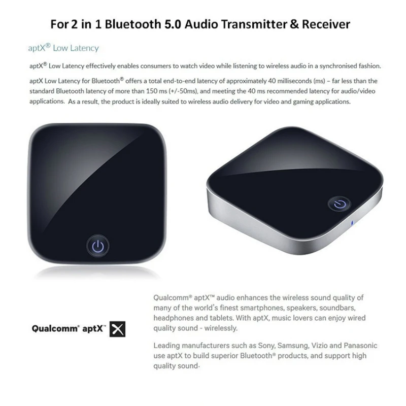 ATPX низкая задержка Bluetooth 5,0 передатчик приемник беспроводной аудио адаптер 3,5 мм стерео выход Поддержка SBC RX ACC