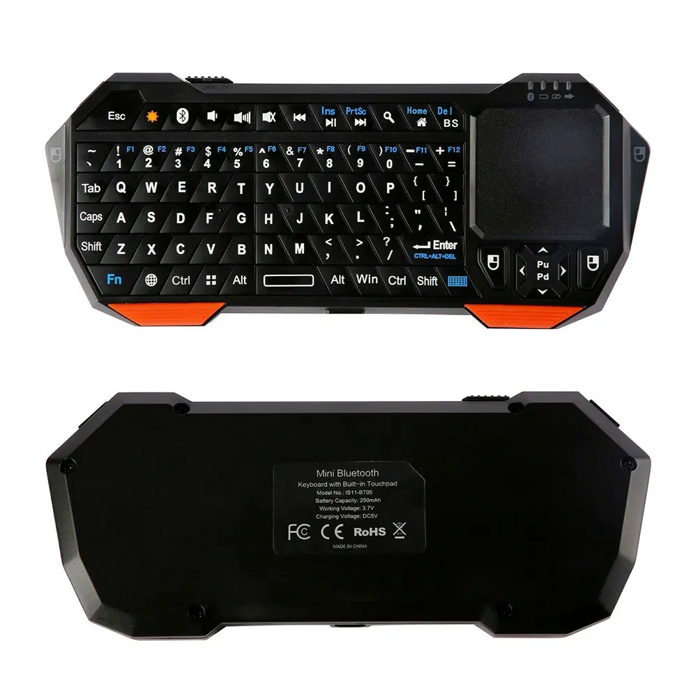 IS11-BT05 мини Bluetooth клавиатура с сенсорной панелью ручной подсветки для смартфона ТВ проектор Совместим с Android, IOS, windows